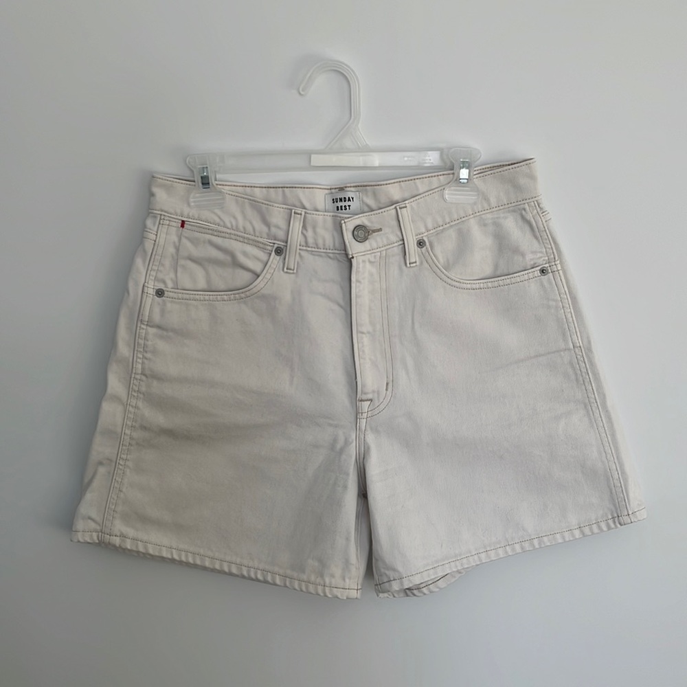 🐇 Sunday Best High-Waist Cream Denim Shorts